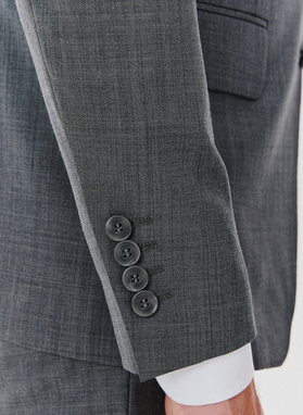Dwuczęściowy gładki garnitur męski w kolorze szarym