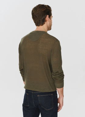 Zielony lniany sweter