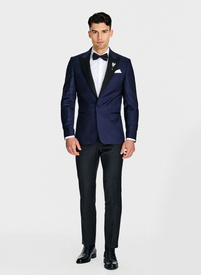 Ślubna żakardowa marynarka smokingowa w kolorze granatowym