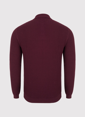 Bawełniany sweter polo w kolorze bordowym