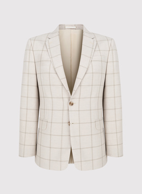 Beżowa marynarka męska w kratę Windowpane