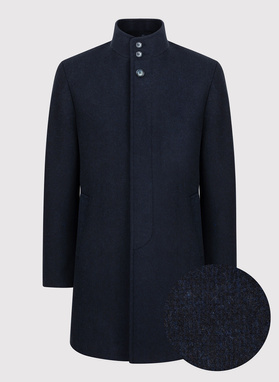 Granatowy płaszcz męski ze stójką