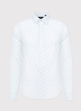 Męska biała koszula w mikrowzór