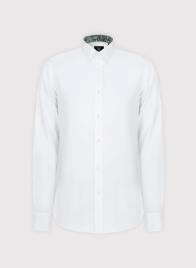 Biała koszula męska z kontrastowym wykończeniem