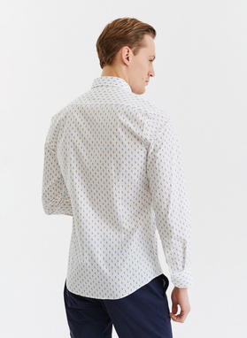 Męska biała koszula w drobne kwiatki 