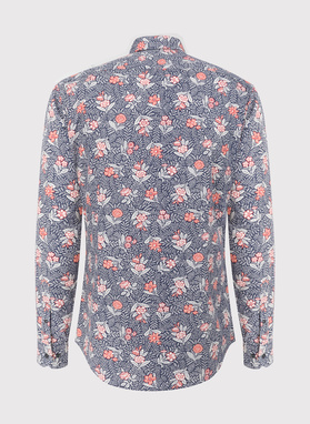 Szara koszula męska w botaniczny wzór