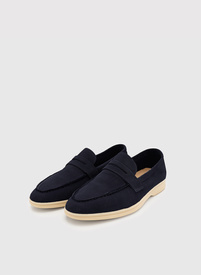 Granatowe mokasyny z zamszu