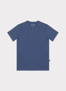 Bawełniany granatowy t-shirt z okrągłym dekoltem