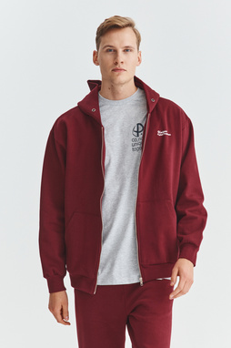 Bluza rozpinana z kapturem bordowa C21WF-2R-003-D