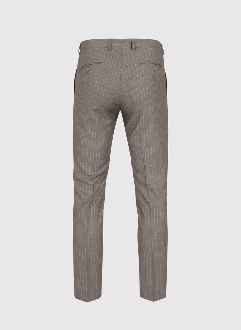 Beżowe spodnie garniturowe w prążek