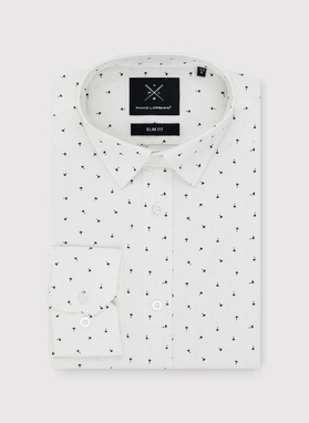 Biała koszula męska w mikrowzór
