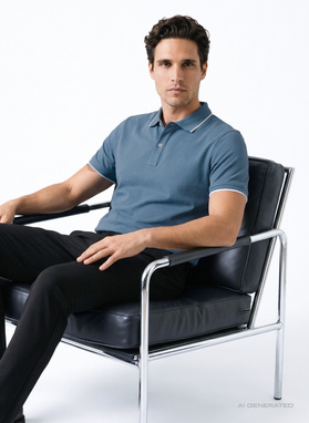 Niebieski t-shirt polo