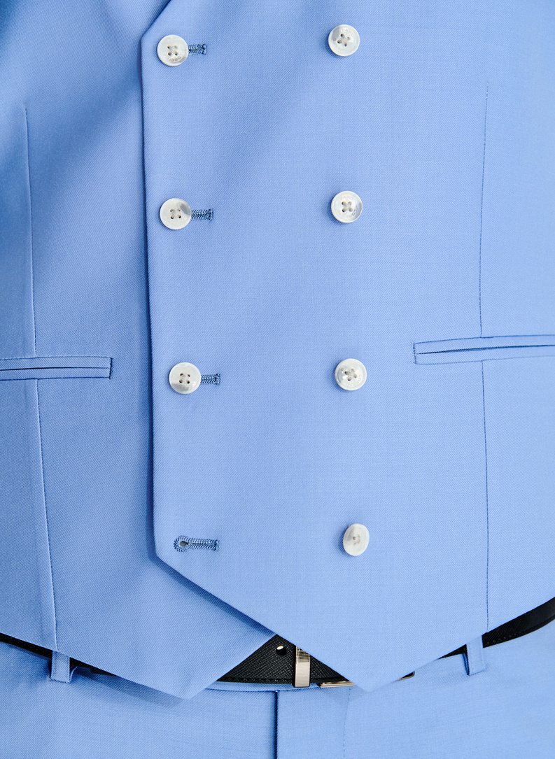 Niebieska wełniana kamizelka garniturowa