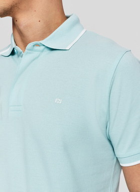 Turkusowy t-shirt polo z bawełną