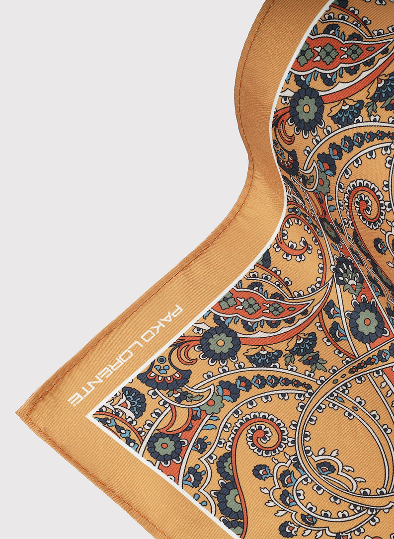 Żółta poszetka męska paisley