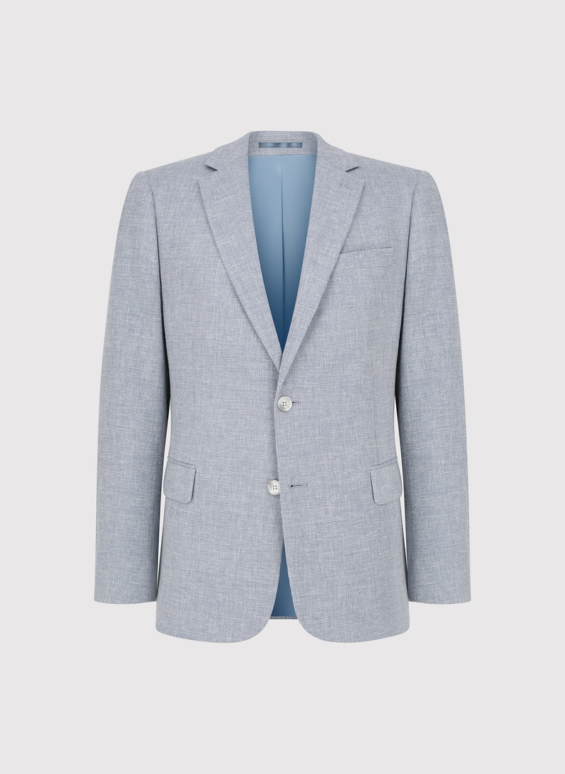 Niebieska marynarka casual z lnem i wełną