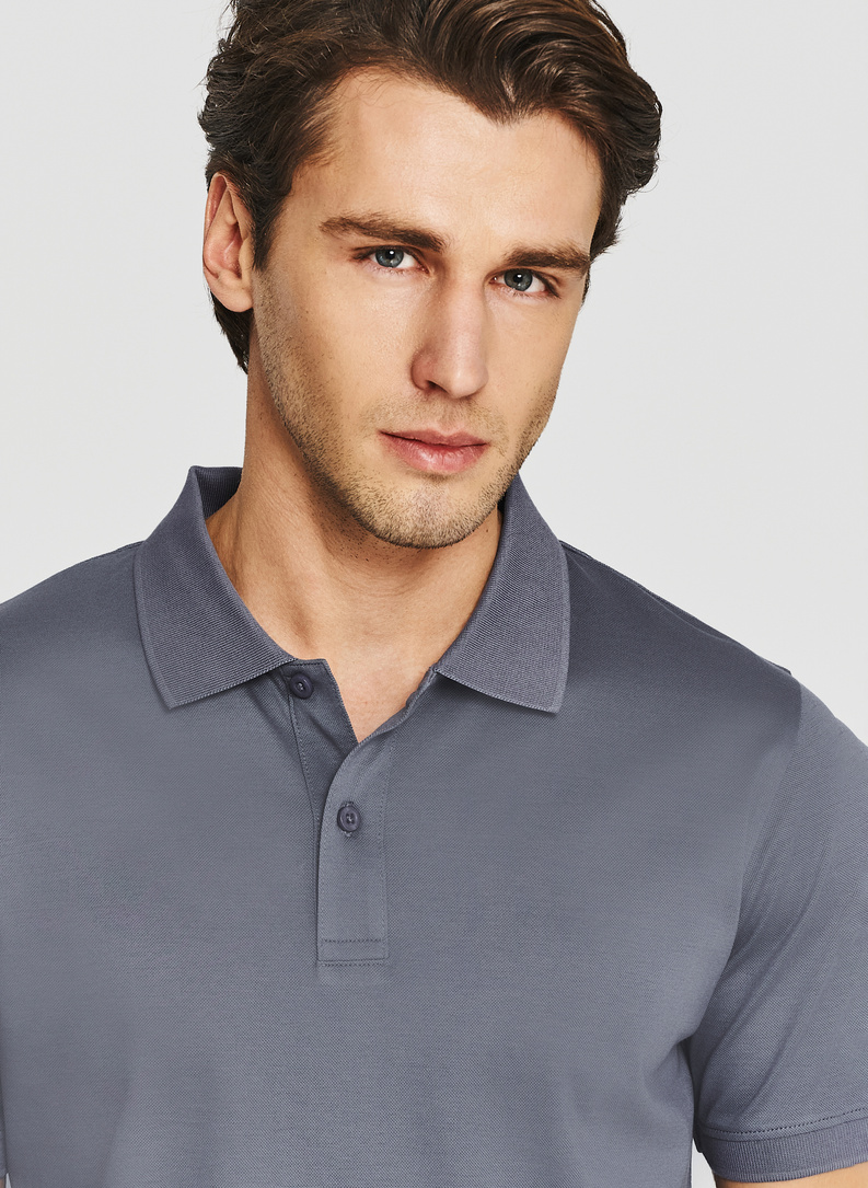 Niebieski t-shirt polo z bawełny