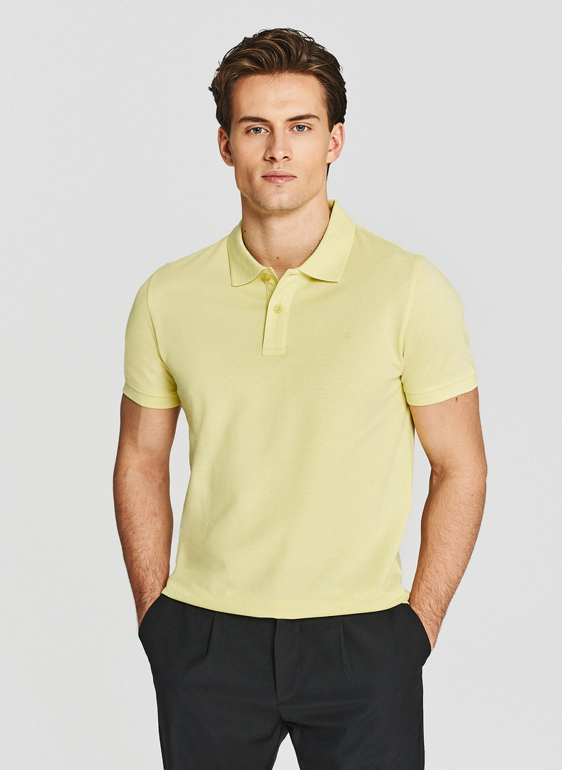 Żółte bawełniane polo męskie