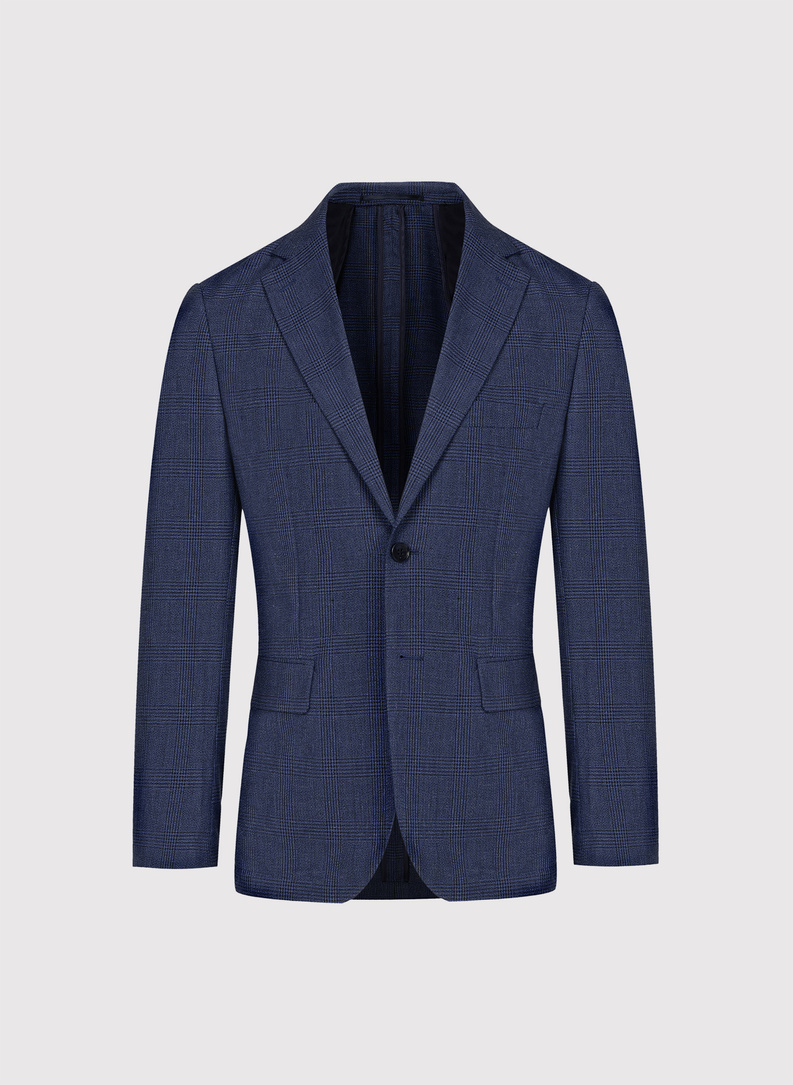 Granatowa marynarka casual z lnem