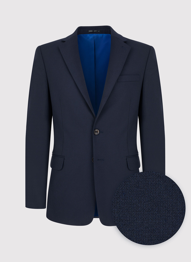 Gładka granatowa marynarka garniturowa