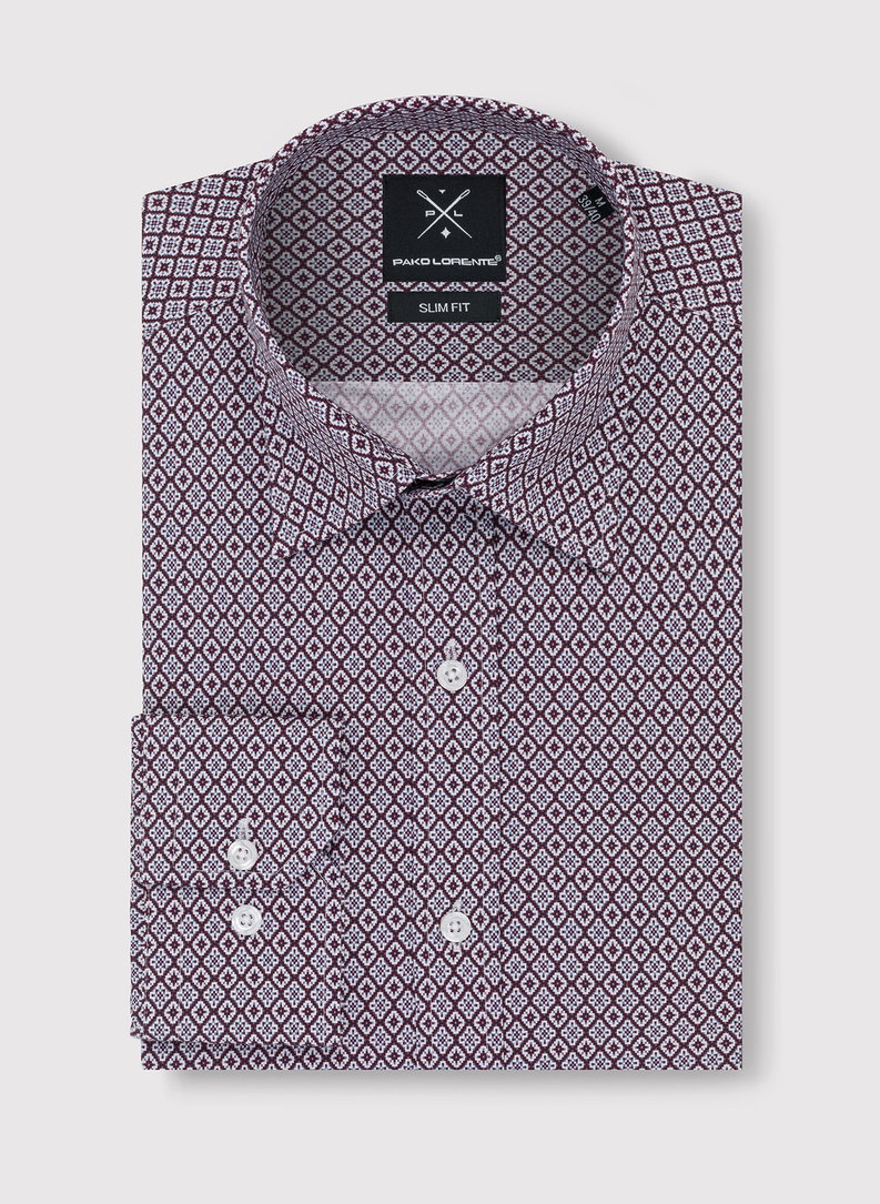 Brązowa wzorzysta koszula męska 