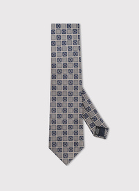 Beżowy krawat męski w kwadraty