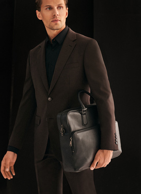 Czarna skórzana aktówka męska