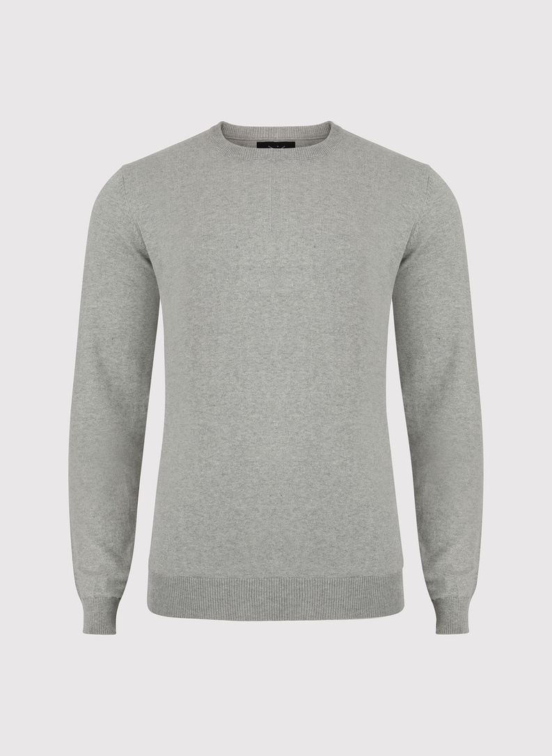 Szary sweter męski z okrągłym dekoltem