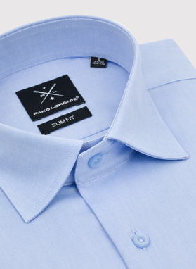 Gładka elegancka koszula męska w kolorze błękitnym
