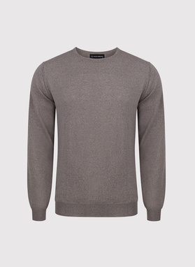 Brązowy sweter męski z wełny merino