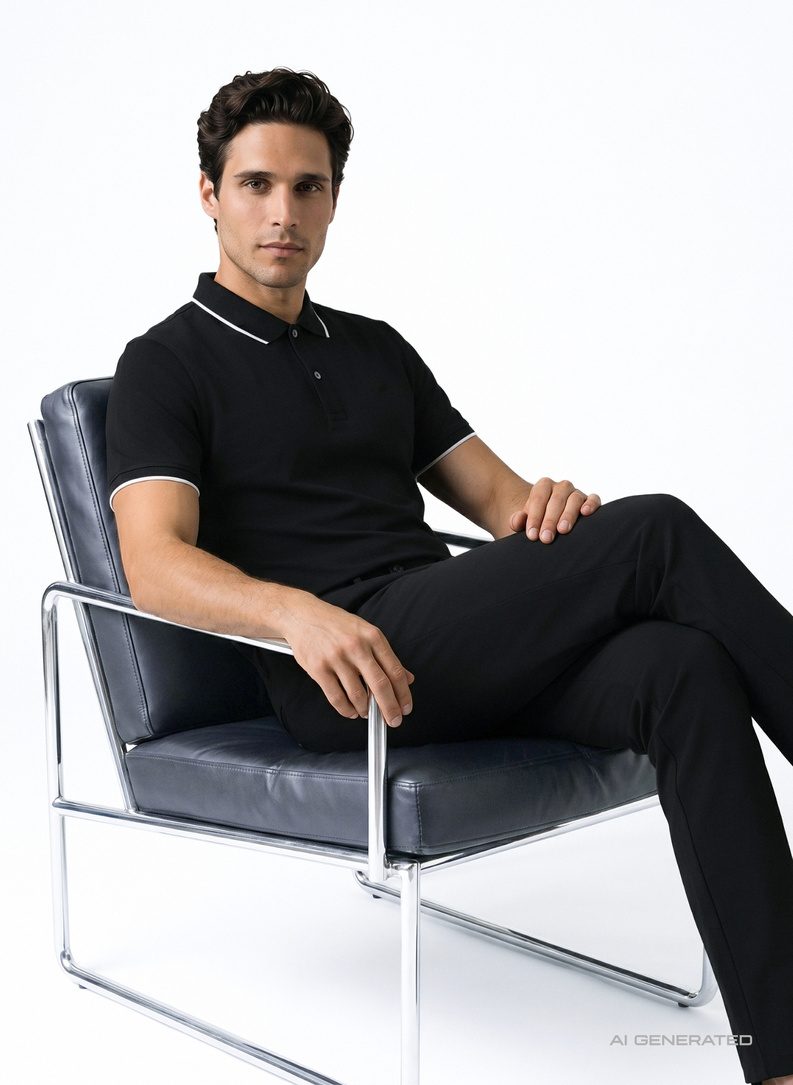 Czarny t-shirt polo