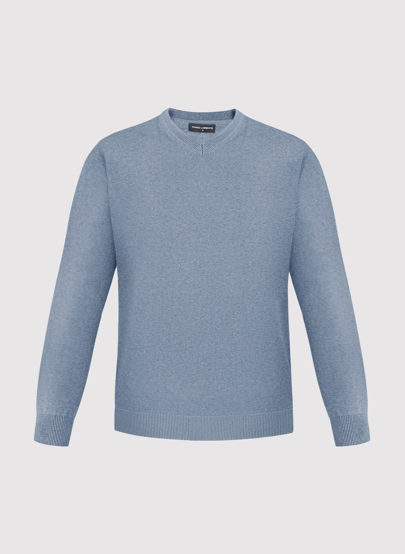 Niebieski sweter męski v-neck