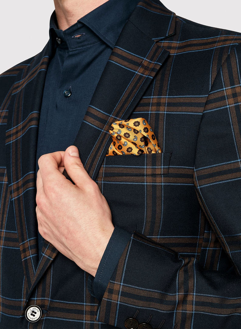 Granatowa marynarka garniturowa w kratę