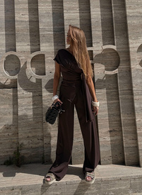 Komplet damski ALMERIA w kolorze czekoladowym