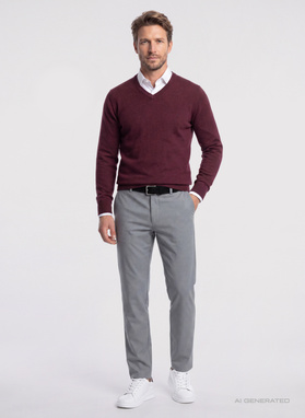 Bordowy sweter v-neck