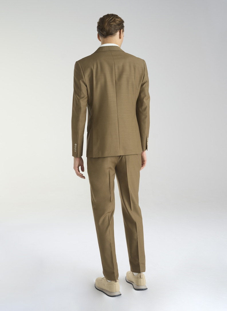 Jasnobrązowe garniturowe spodnie męskie z wełną