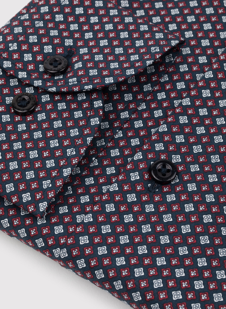 Męska koszula w bordowy mikrowzór