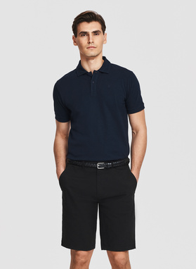 Granatowe polo męskie z bawełny