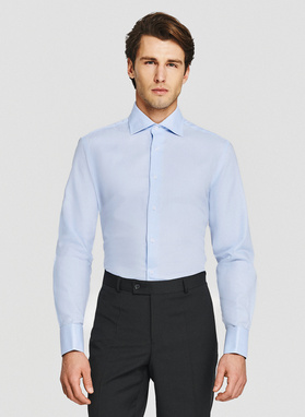 Niebieska koszula męska na spinki