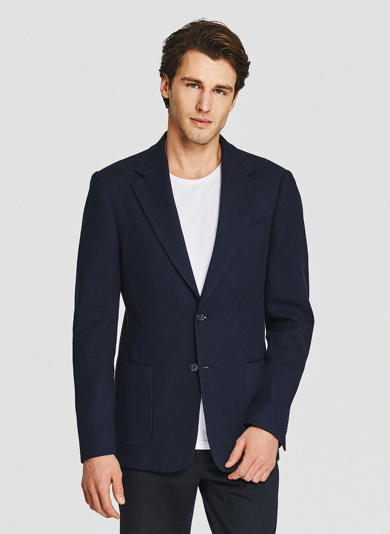 Granatowa marynarka z wełną