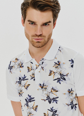 Męski t-shirt polo w kwiatki