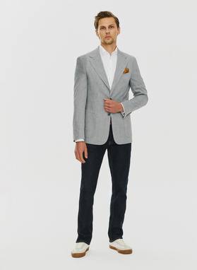 Lniana szara marynarka męska melanż