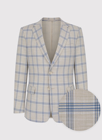 Beżowa marynarka garniturowa w kratę