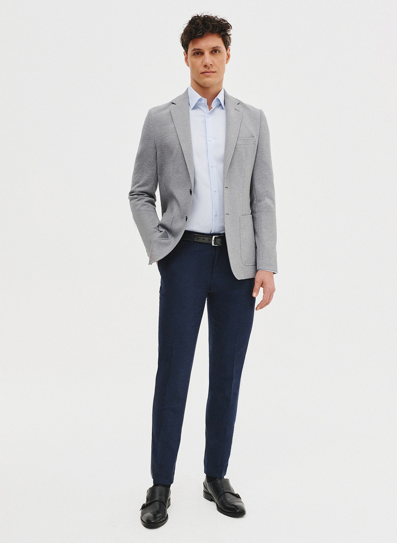 Jasnoszara marynarka z dzianiny