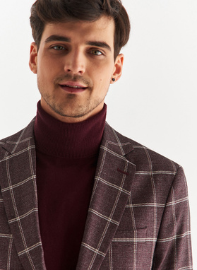 Bordowa marynarka męska w kratę