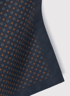 Granatowa poszetka męska w brązowy drobny wzór