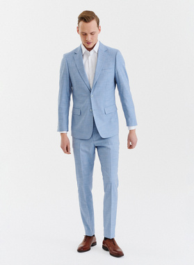 Niebieska męska marynarka garniturowa