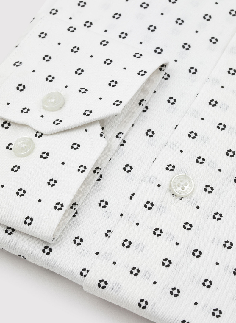 Biała koszula męska w drobny wzór o fasonie Slim Fit