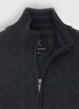 Szary rozpinany sweter męski ze stójką