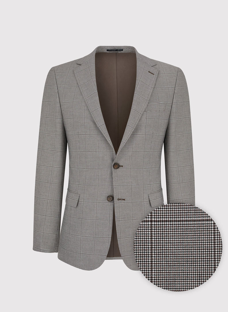 Garnitur męski w kratę w brązowych tonach